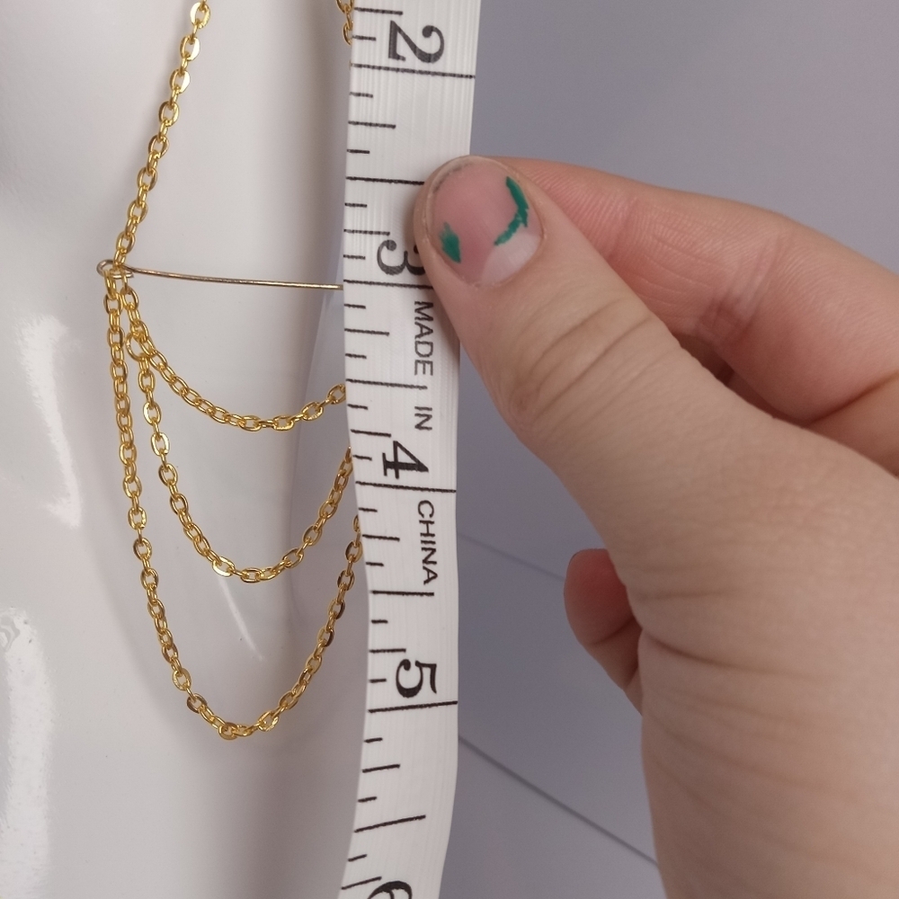 Gold toned chain earrings grunge hippie bohochic - Picture 4 of 4